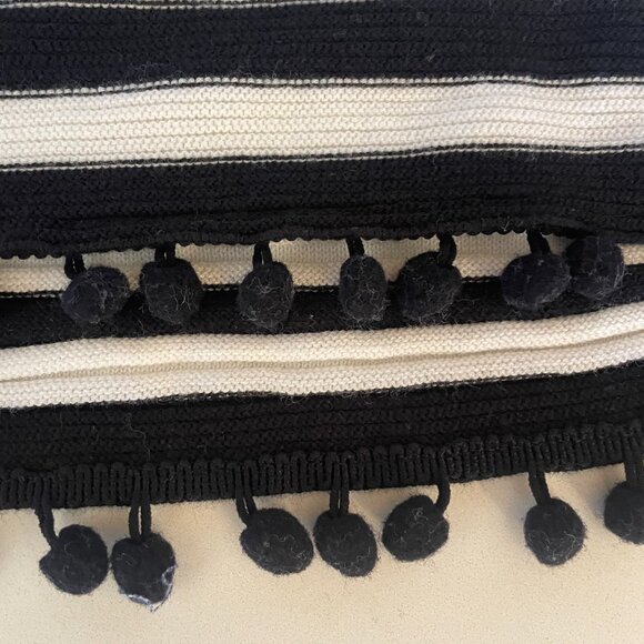 Peck & Peck Stripe Sweater with Pom Poms, Black and‎ White, Size XL - Picture 4 of 5